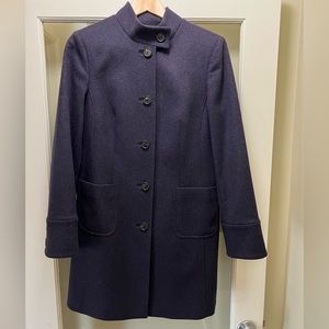Brooks Brothers Stand Collar Wool Pea Coat, Deep Purple